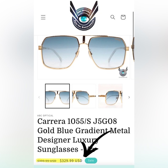 Carrera Aviator 1055/S J5G08 Gold and Blue Gradient Italian Luxury Sunglasses - Picture 2 of 15